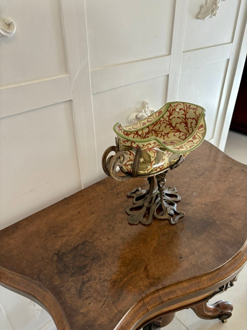 Antique Edwardian Quality Porcelain and Brass Centrepiece - Image 5